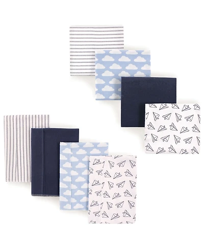Hudson Baby Boys 8-Piece Cotton Flannel Nursery Essential Set Swaddle Blankets & Burp Cloths