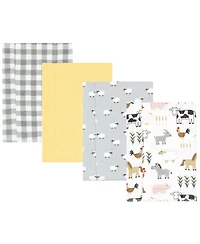 Hudson Baby Cotton Flannel Burp Cloths, 4-Pack, One