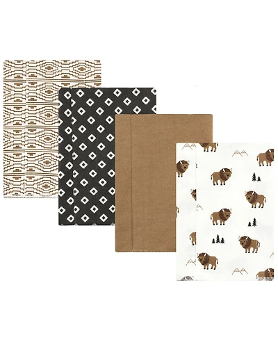 Hudson Baby Cotton Flannel Burp Cloths, 4-Pack, One Size