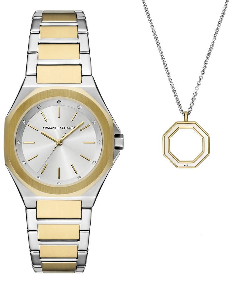 A|X Armani Exchange Unisex Quartz Three-Hand Two-Tone Stainless Steel 34MM