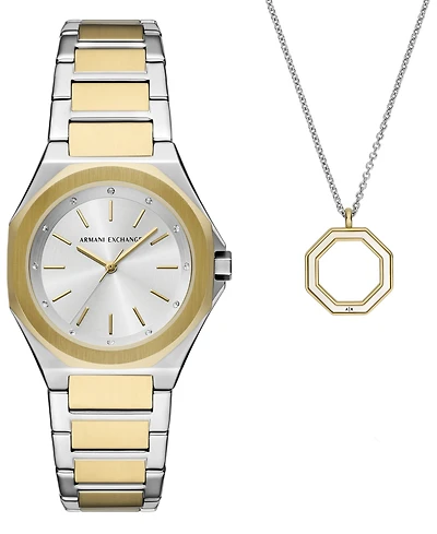 A|X Armani Exchange Unisex Quartz Three-Hand Two-Tone Stainless Steel 34MM