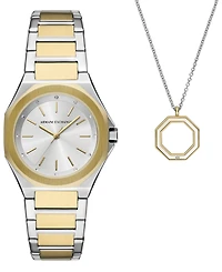 A|X Armani Exchange Unisex Quartz Three-Hand Two-Tone Stainless Steel 34MM