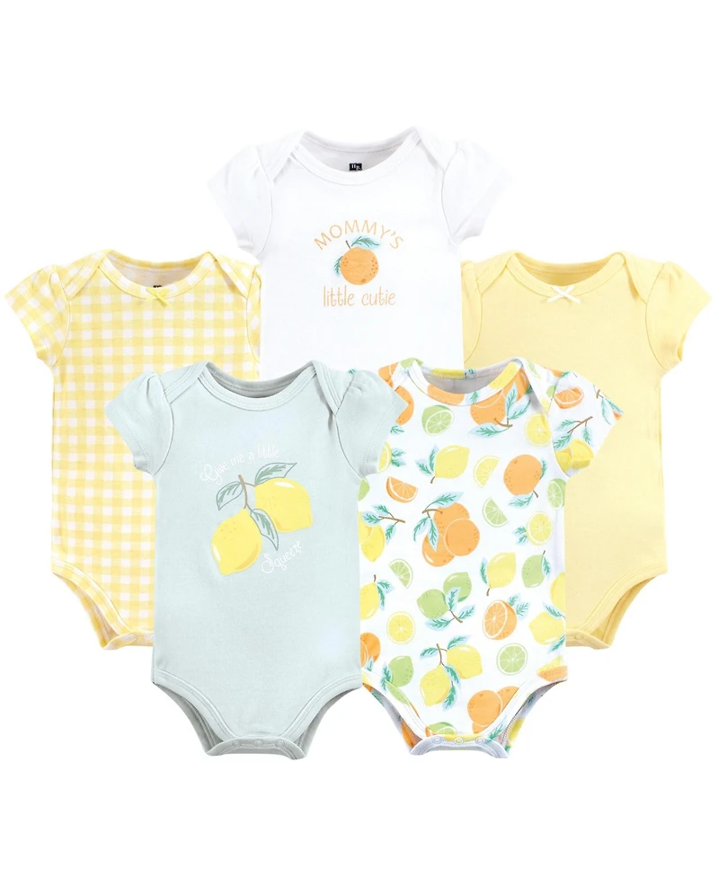 Hudson Baby Girls Essential 5-Piece Cotton Bodysuit Set