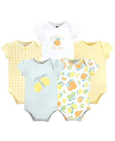 Hudson Baby Girls Essential 5-Piece Cotton Bodysuit Set