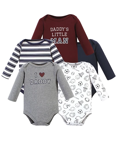 Hudson Baby Boys Five-Piece Collection of Long-Sleeve Cotton Bodysuits