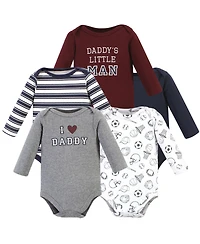 Hudson Baby Boys Five-Piece Collection of Long-Sleeve Cotton Bodysuits
