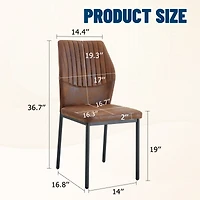 Luxury Brown Fabric Dining Chairs (Set of 6) Black Legs