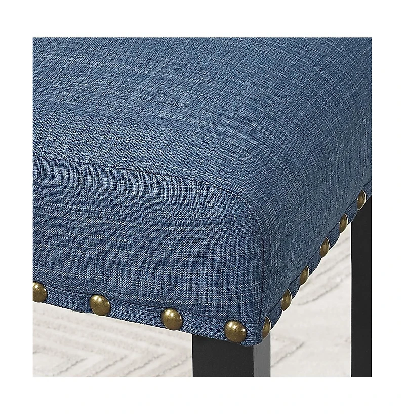 Simplie Fun Fabric Bar Stools with Nailhead Trim, Set of 2, Blue