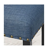 Simplie Fun Fabric Bar Stools with Nailhead Trim, Set of 2, Blue