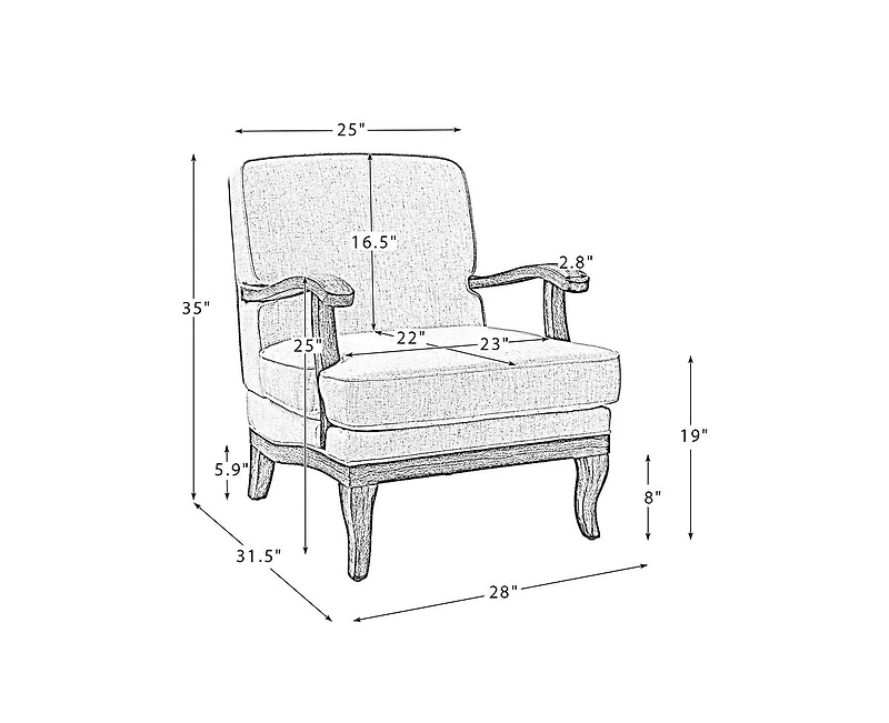Rinaldo Wooden Upholstered Armchair with Legs