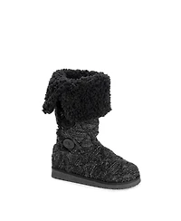 Muk Luks Women's Malena Boots, Black Lattice, 7