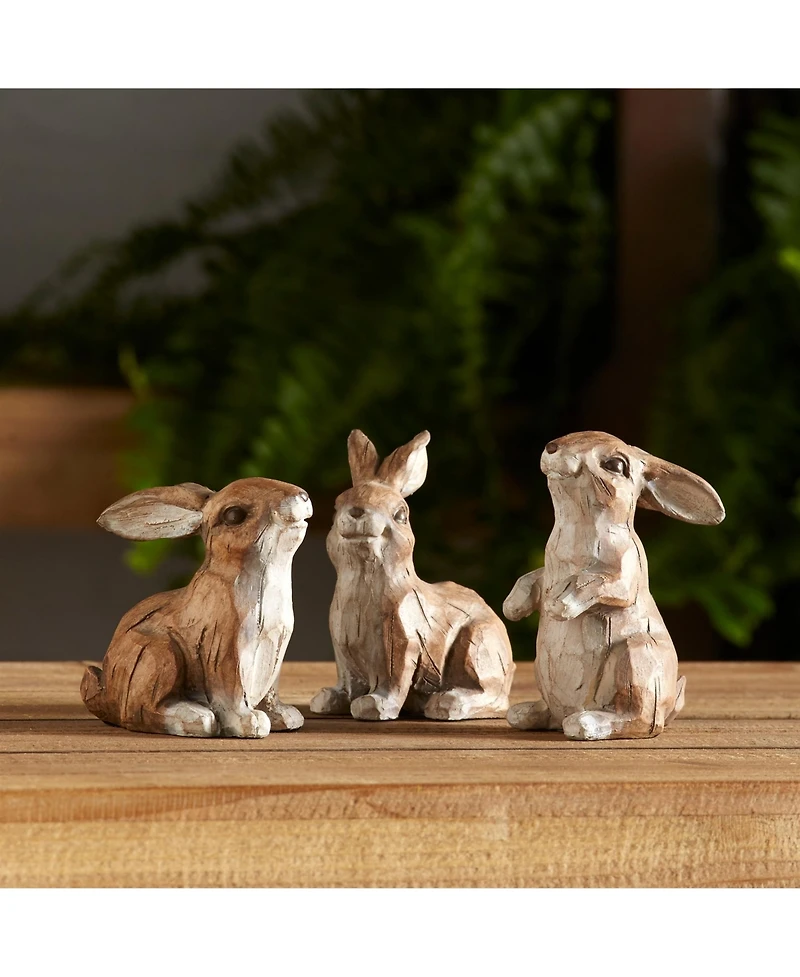 Slickblue Carved Stone Garden Rabbit Figurine (Set of 6)