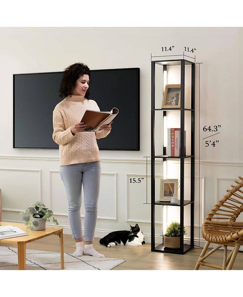 Fenlo Fancy Pro - 64” Dimmable Led Floor Lamp with Adjustable Color Temp Range (2700K-6000k), Remote/App Control