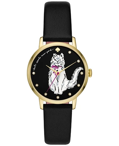 Kate Spade New York Women's Metro Black Leather Watch 34mm