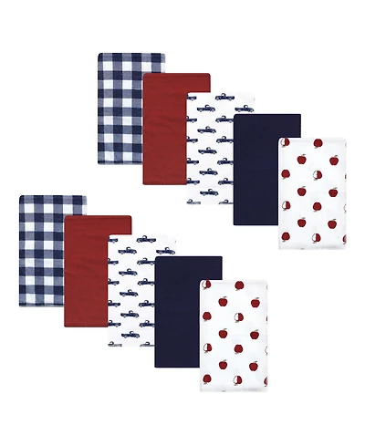 Hudson Baby Boys Soft Flannel 10-Pack Absorbent Burp Cloths