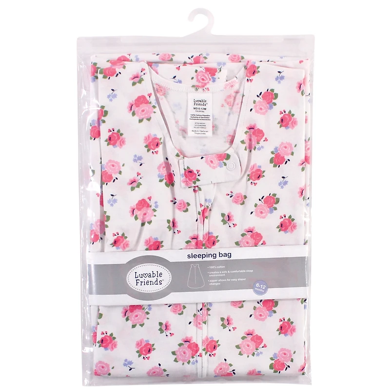 Luvable Friends Baby Girls Sleeveless Jersey Cotton Sleeping Bag, Sack, Blanket