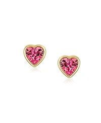 Bling Jewelry Tiny Cubic Zirconia Real Yellow 14K Real Yellow Gold Heart Stud Earrings