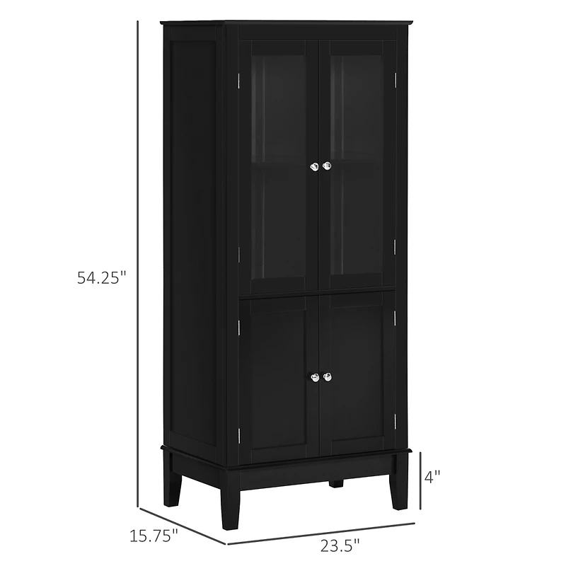 kleankin Bathroom Storage Cabinet with Adjustable Shelves, Glass Door