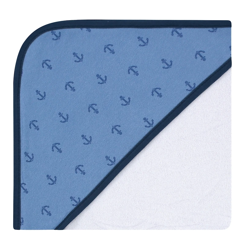 Hudson Baby Infant Boy Rayon from Bamboo Rich Hooded Towels, Blue Whale, One Size
