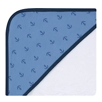 Hudson Baby Infant Boy Rayon from Bamboo Rich Hooded Towels, Blue Whale, One Size