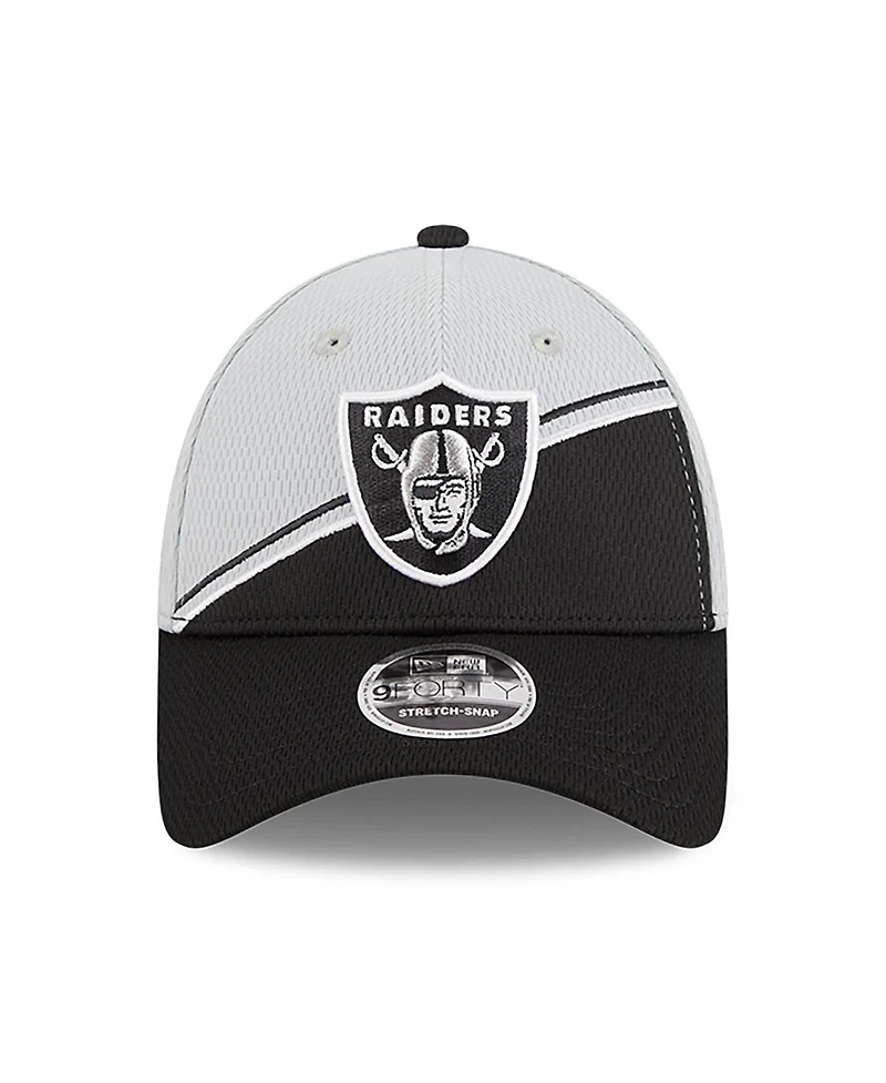 New Era Men's Gray/Black Las Vegas Raiders 2023 Sideline 9FORTY Adjustable Hat