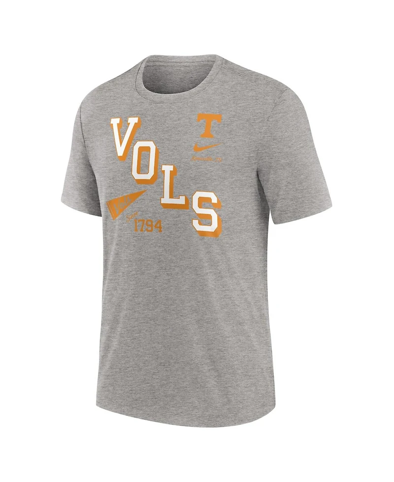 Nike Men's Heather Gray Tennessee Volunteers Blitz Roll Call Tri-Blend T-Shirt
