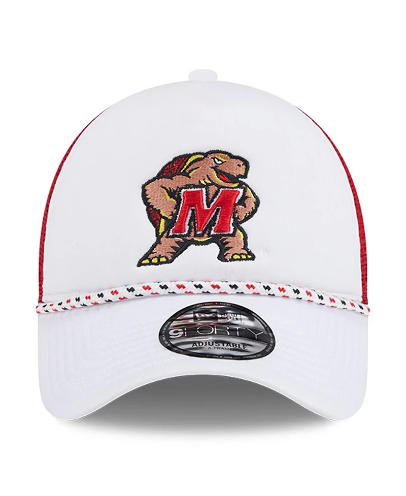 New Era Men's White/Red Maryland Terrapins Court Sport Foam A-Frame 9FORTY Adjustable Trucker Hat