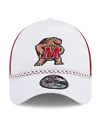 New Era Men's White/Red Maryland Terrapins Court Sport Foam A-Frame 9FORTY Adjustable Trucker Hat