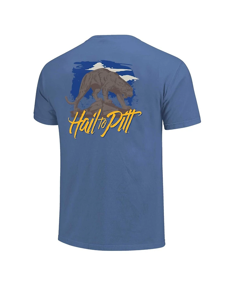 Image One Men's and Women's Blue Pitt Panthers Hyper Local Panther Statue Skyline T-Shirt