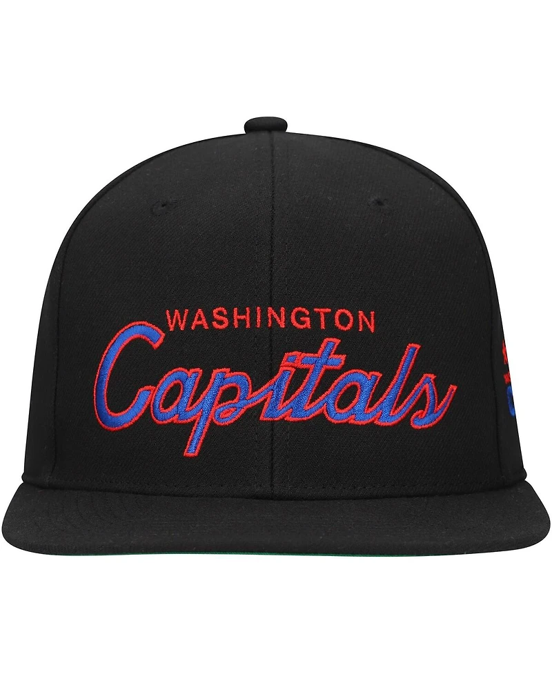 Mitchell & Ness Men's Black Washington Capitals Core Team Script 2.0 Snapback Hat