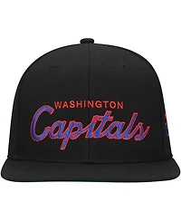 Mitchell & Ness Men's Black Washington Capitals Core Team Script 2.0 Snapback Hat