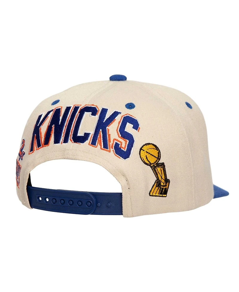 Mitchell & Ness Men's Cream/Blue New York Knicks 2x Nba Champions Soul Legacy Defined Snapback Hat