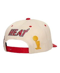 Mitchell & Ness Men's Cream/Red Miami Heat 3x Nba Champions Soul Legacy Defined Snapback Hat