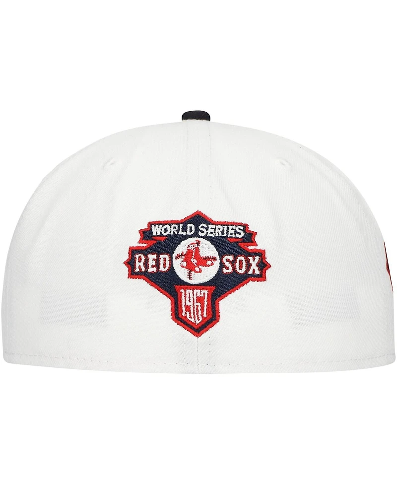 New Era Men's White/Navy Boston Red Sox Major Sidepatch 59FIFTY Fitted Hat