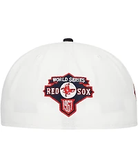 New Era Men's White/Navy Boston Red Sox Major Sidepatch 59FIFTY Fitted Hat