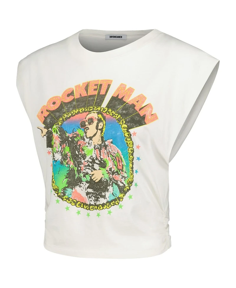 Daydreamer Women's White Elton John Rocket Man Banded '72 T-Shirt