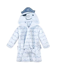 Hudson Baby Baby Boys Hudson Cotton Animal Face Hooded Towel and Plush Bathrobe Bundle Set, Narwhal, 0-9 Months