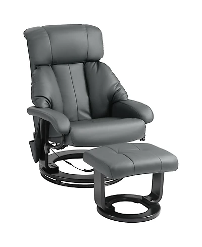 Homcom Massage Recliner Chair with Footstool, 360° Swivel Recliner,