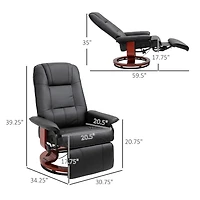 Homcom Pu Leather Manual Adjustable Recliner Swivel Chair w/ Footrest,