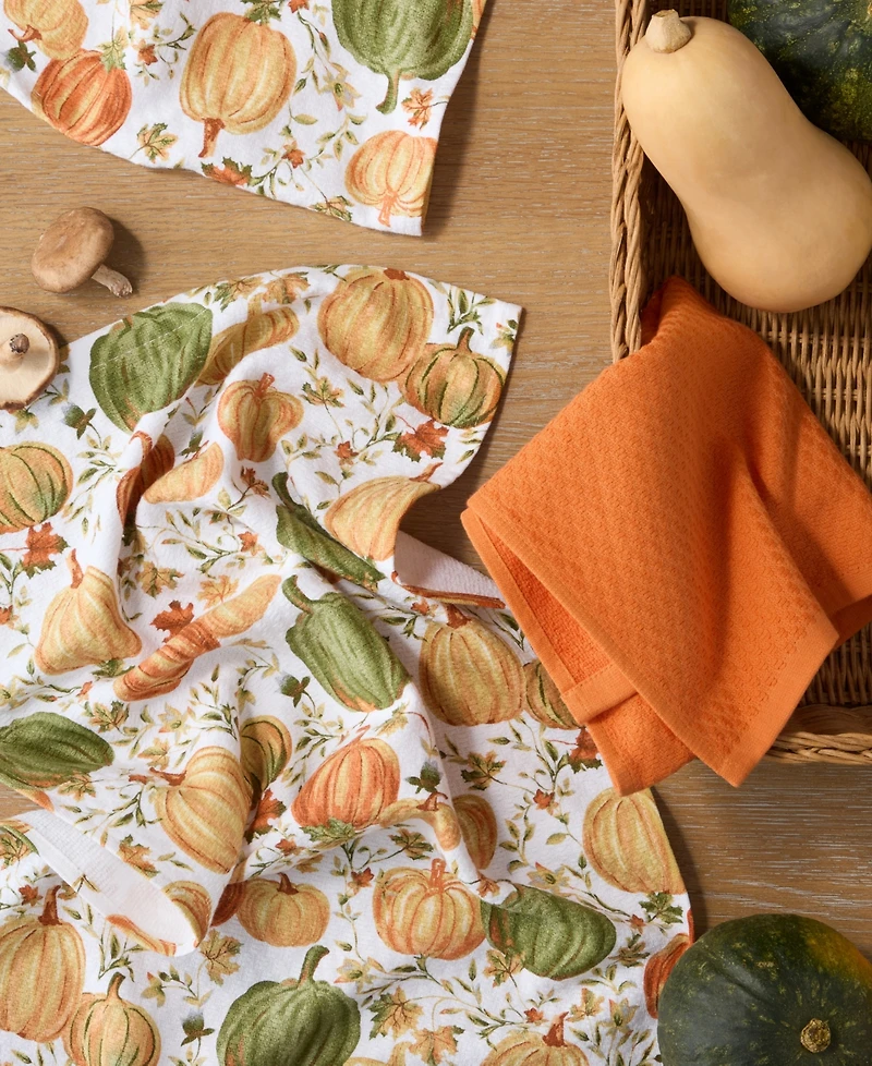Martha Stewart Autumn Harvest Pumpkins Kitchen Towel, Set of 3