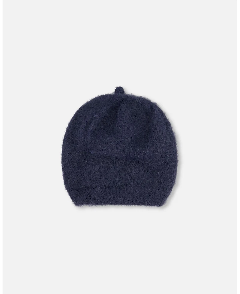 Deux par Deux Girl Hairy Knit Beret Navy - Toddler|Child