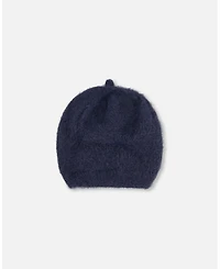 Deux par Deux Girl Hairy Knit Beret Navy - Toddler|Child