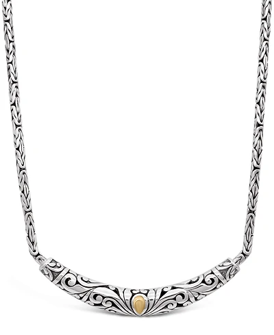 Devata Bali Filgree with Borobudur Chain Necklace in Sterling Silver with 18K Gold