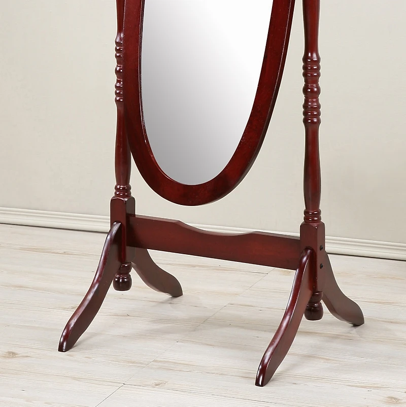 Streamdale Traditional Queen Anna Style Wood Floor Cheval Mirror, Cherry Finish