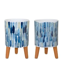Slickblue Set of 2 Faux Patterned Pots with Legs2)