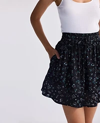 Reistor Women's Drawstring Short Skirt Blue Florals