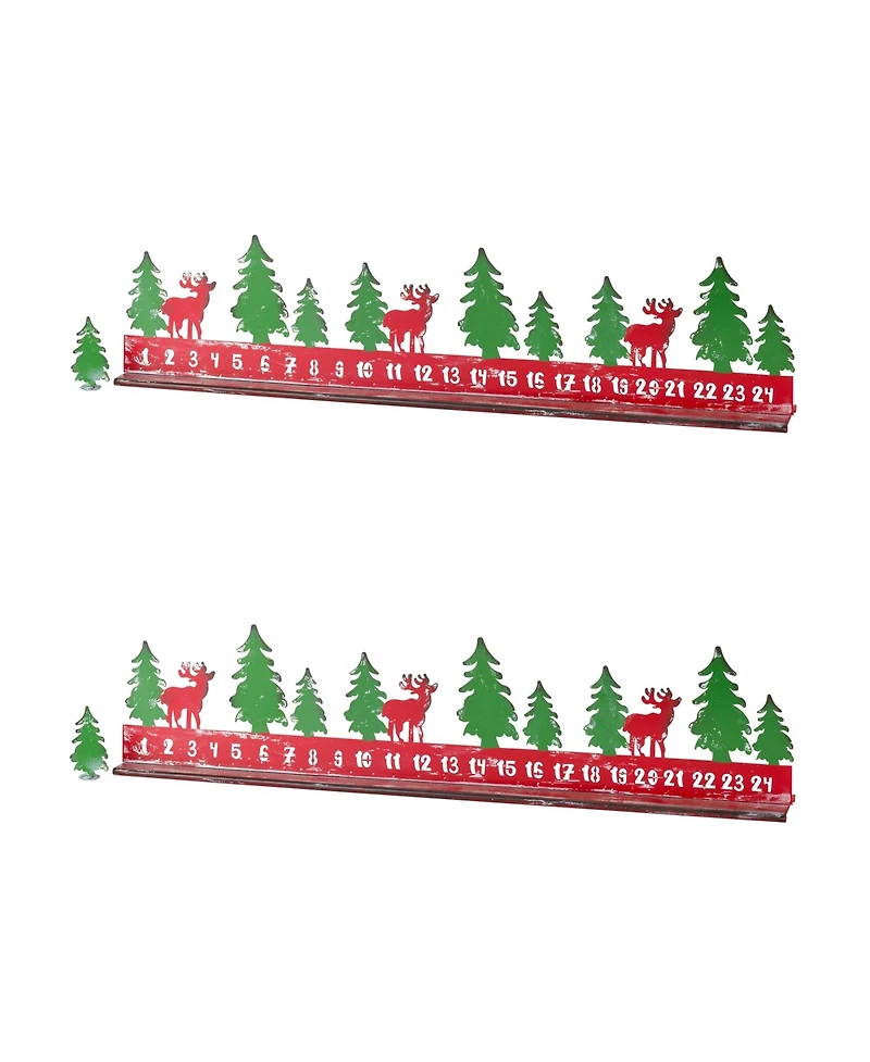Slickblue Rustic Metal Christmas Countdown With Woodland Deer Accents (Set of 2)