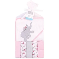 Hudson Baby Girls Hooded Towel and Five Washcloths