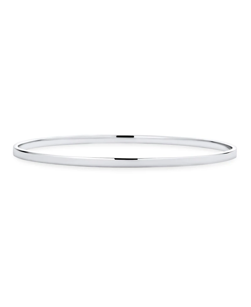 Bling Jewelry Plain Simple Flat Edge Layering Stacking Strong 3MM Shinny Sterling Silver Bangle Bracelet
