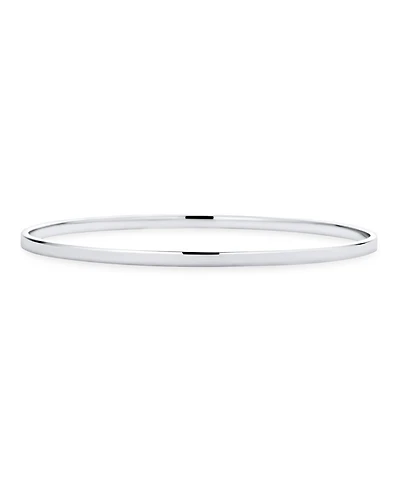 Bling Jewelry Plain Simple Flat Edge Layering Stacking Strong 3MM Shinny Sterling Silver Bangle Bracelet